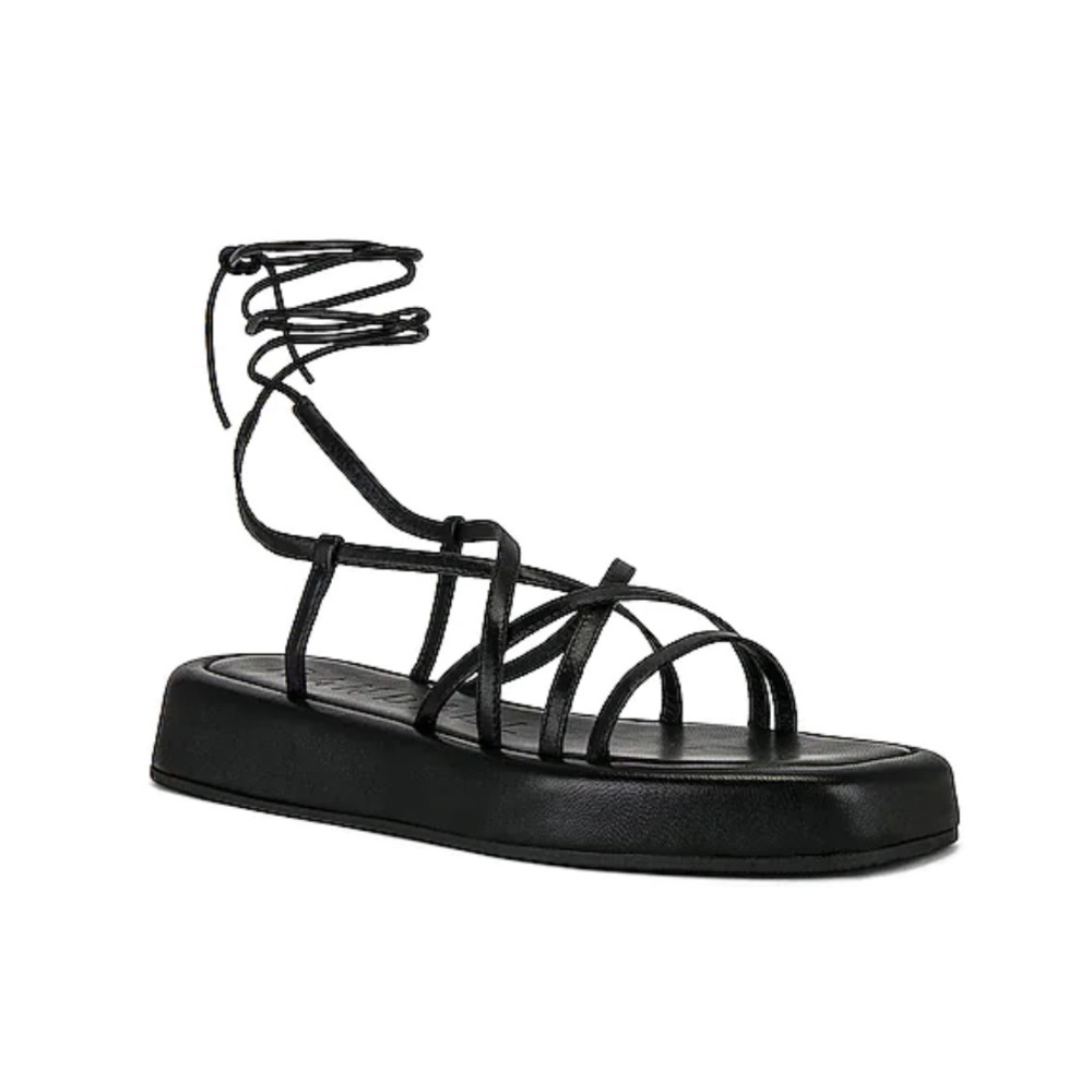 Loeffler Randall Beau Platform Lace Up Sandals in Black